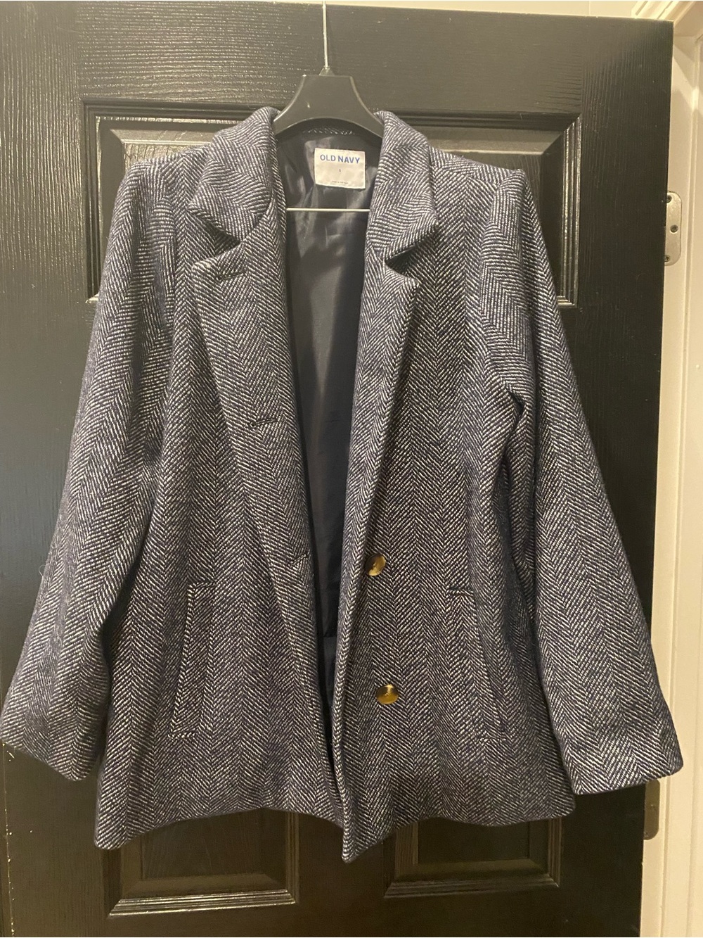 Old Navy Navy Herringbone Blazer Jacket